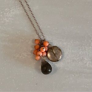Smoky Topaz Raps necklace cluster, 18 inch, with a 2 inch extension and in EUC